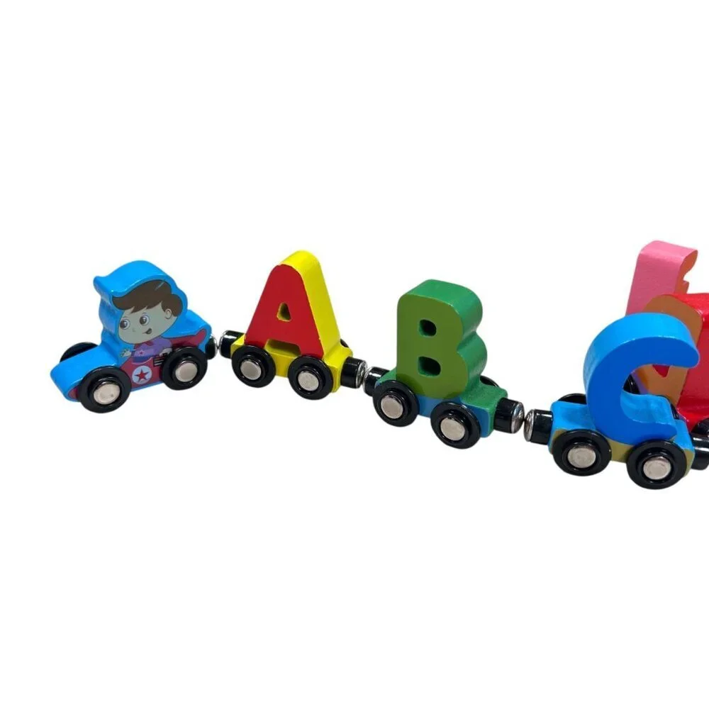 Wondertoys Wooden Magnetic Alphabet Train Learning Toy 27 Piece 36 months